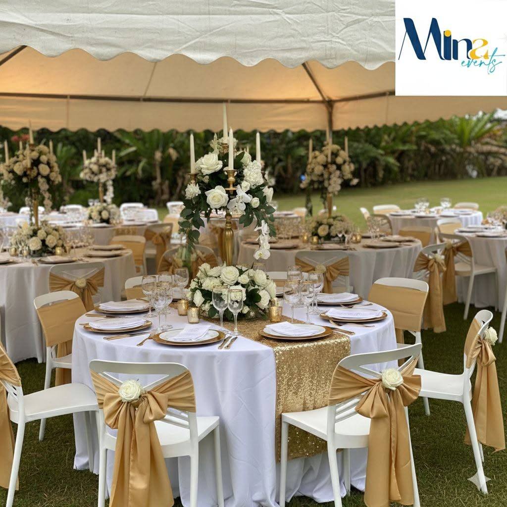 Réception en extérieur, matériel Mina Events